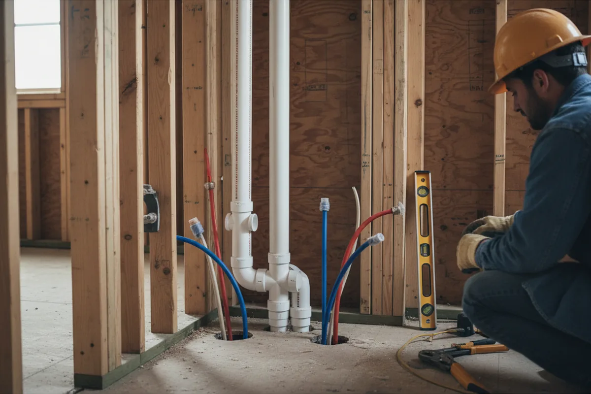 Drain and supply rough-in during Drain Cleaning in Clawson